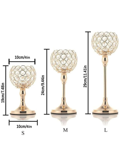 Luxe Crystal Trio Candle Holders – Elegant Event Décor