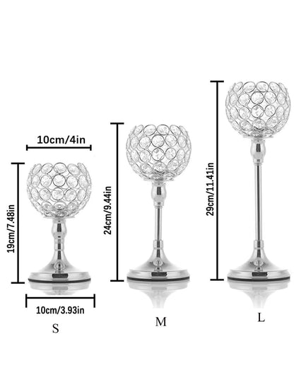 Luxe Crystal Trio Candle Holders – Elegant Event Décor