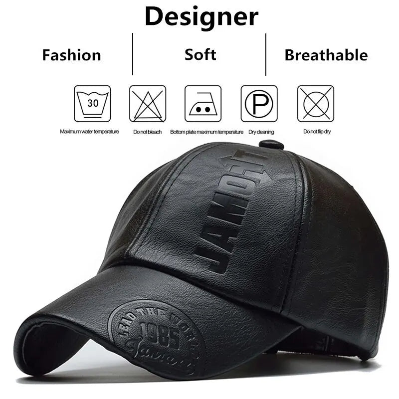 PU Leather Letter Printing Baseball Cap