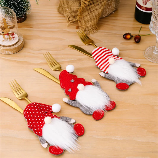 Merry Santa Cutlery Bags – Christmas Table Décor Set