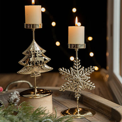 Golden Elegance Christmas Candle Holder