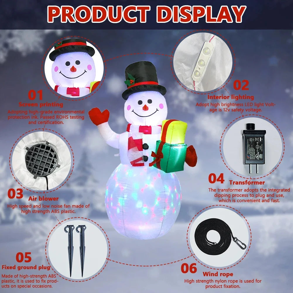 GlowFest LED Christmas Snowman – 150cm Inflatable Holiday Décor