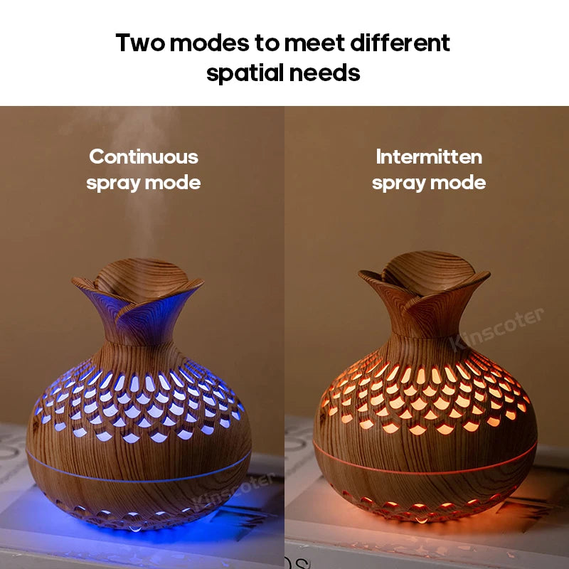 TranquilWoods: The Portable Wood Grain Diffuser with Colour-Changing Mood Lighting