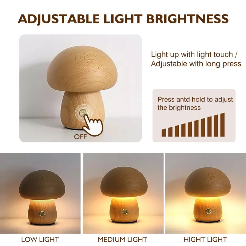 Mushroom Glow Touch Lamp