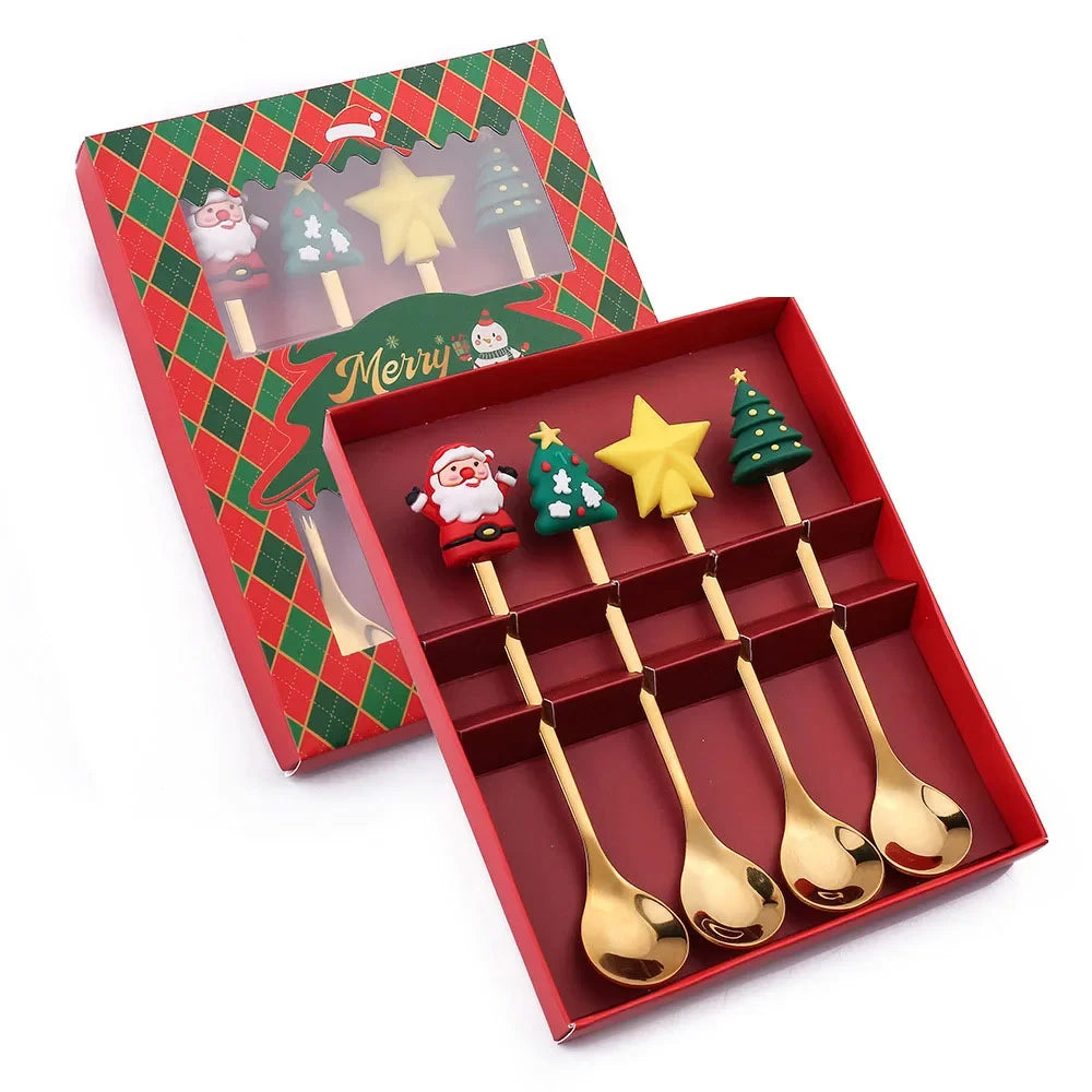 Cucharas Holiday Cheer: juego festivo con colgantes navideños 